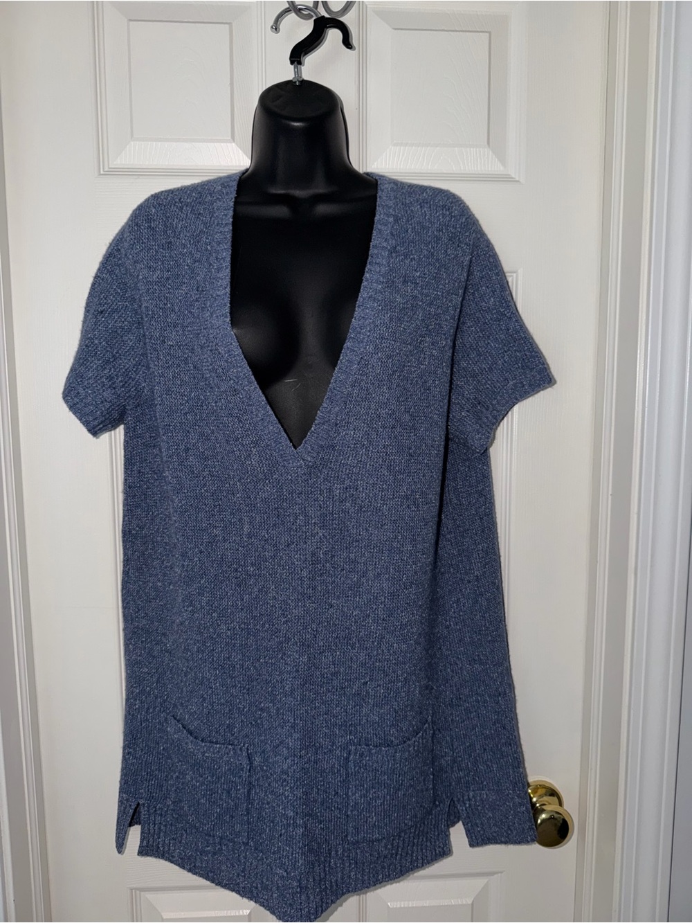 Eileen Fisher Silk & Wool Marled Knit V-Neck Tunic Top